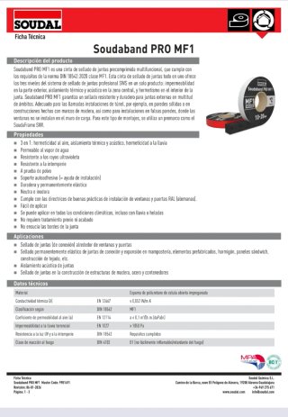 Soudaband PRO MF1 63/6-15, Cinta sellado