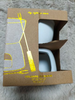 Set Fondue Cerámica pareja, incluye 2 espetos
