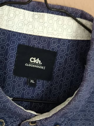 Camisa C&A Azul Estampada Manga Corta