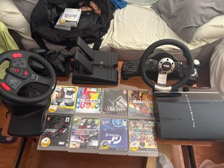 PS2 e PS3 con volante, pedali e giochi e cavi