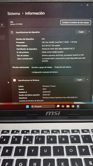 Portátil MSI Plata y Negro