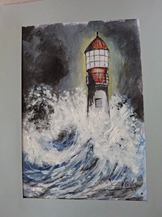 Cuadro Faro Tormenta Olas