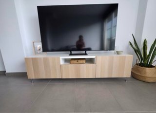 Mueble TV madera y cristal