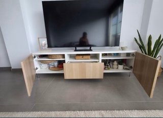Mueble TV madera y cristal