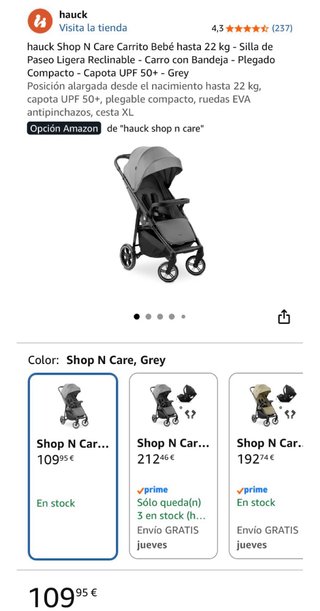 Carrito Hauck Shop N Care ligero desde nacimiento
