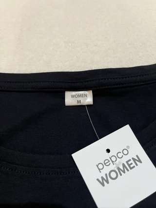 Camiseta megra blanca Manga Corta Pepco Mujer M