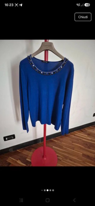 Maglione Luisa Viola donna blu con perline