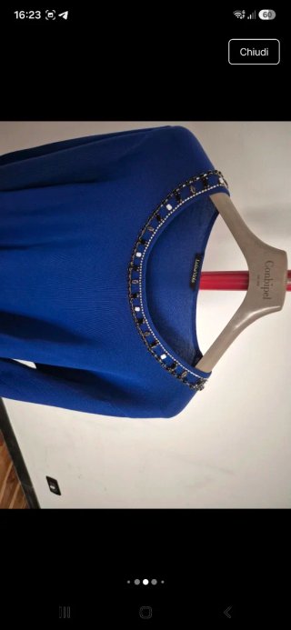 Maglione Luisa Viola donna blu con perline