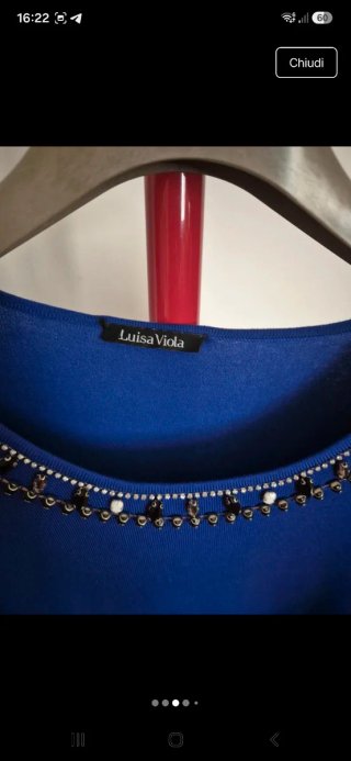 Maglione Luisa Viola donna blu con perline