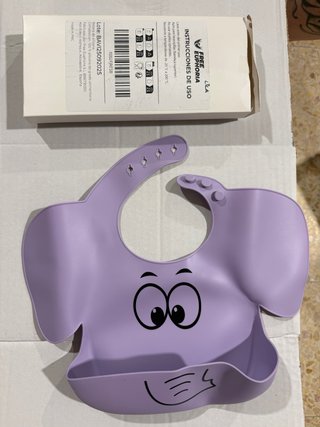 Babero de silicona elefante morado
