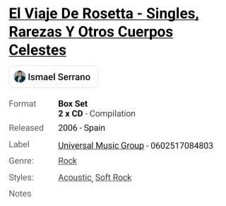 CD Ismael Serrano - El viaje de Rosetta