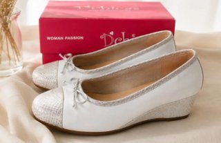 Bailarinas blancas plateadas T40 zapatos planos