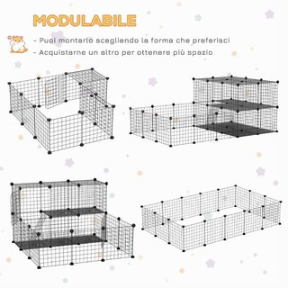 Recinto per Conigli Modulabile in Metallo con Scal