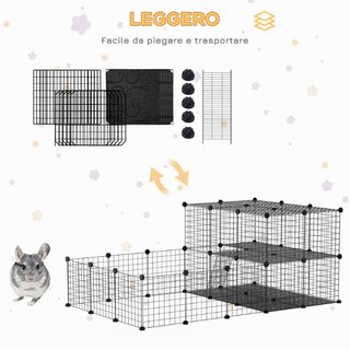 Recinto per Conigli Modulabile in Metallo con Scal