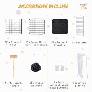 Recinto per Conigli Modulabile in Metallo con Scal