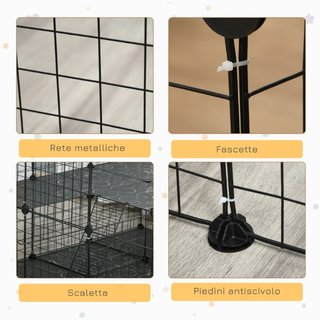 Recinto per Conigli Modulabile in Metallo con Scal