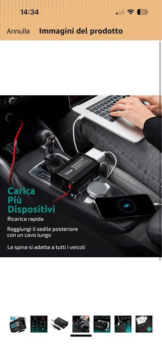 Invertitore di corrente 300W 230V USB