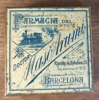 Caja metálica Farmacia Dr. Masó Arumí Barcelona