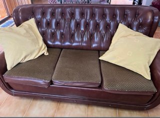 Sofá Cama Piel Marrón Chester