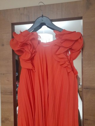 Vestido fiesta Carla Ruiz naranja/rojo