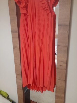 Vestido fiesta Carla Ruiz naranja/rojo