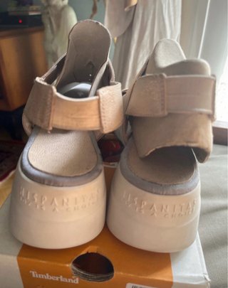 Sandalias Hispanitas Talla 40 Piel Beige/Plata