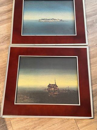 Lote 2 cuadros grandes paisaje vintage 70x60
