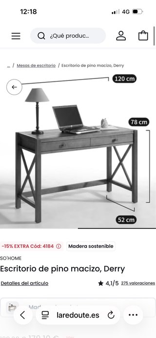 Escritorio madera pino maciza