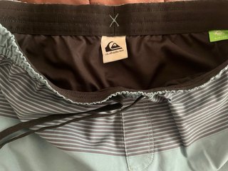 Bañador Quiksilver Rayas Gris y Turquesa