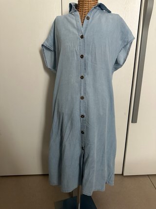 Vestito camicia in denim azzurro