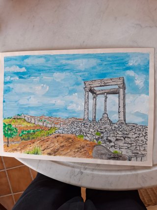 Cuadro paisaje ruinas antiguas