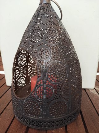 Farolillo vela marroquí árabe metal jardín terraza