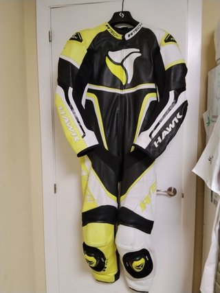 Mono de moto cuero negro y amarillo R-Tech