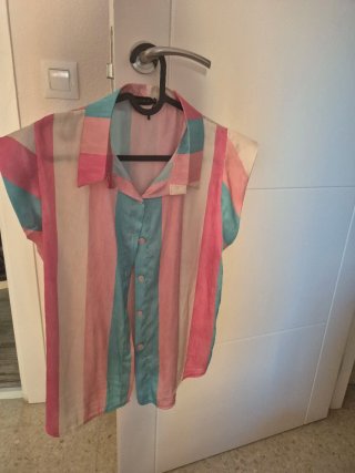 Camisa de rayas rosa y turquesa s/m