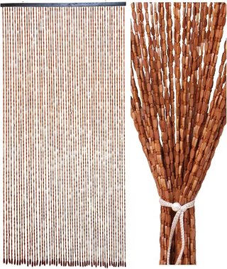 Cortina di perle di legno marrone 90x195 cm fatta a mano 52 fili