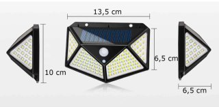 6 Faretti Solare 100 Led Esterno Sensore Movimento