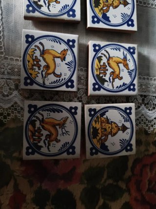 Lote 8 Azulejos Cerámica Pintados