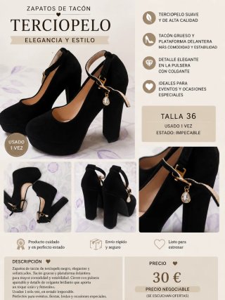 Zapatos de tacón negros talla 36