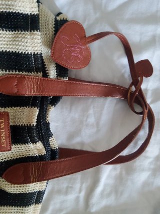 Borsa Twinset a righe beige e nere mare