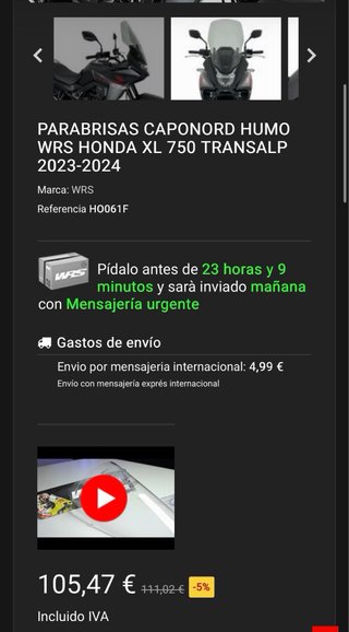 Cupula WRS Honda XL750 Transalp