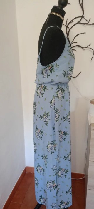 Abito Lungo Floreale Celeste H&M Tg.40