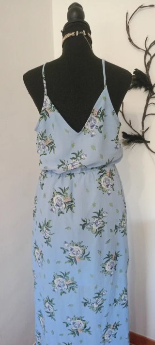 Abito Lungo Floreale Celeste H&M Tg.40