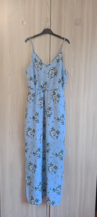 Abito Lungo Floreale Celeste H&M Tg.40