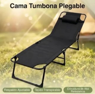 Tumbona plegable negra