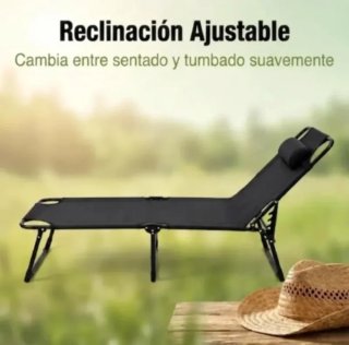 Tumbona plegable negra