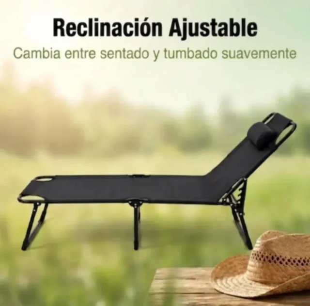 Tumbona plegable negra