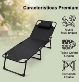 Tumbona plegable negra