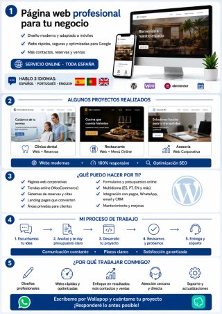 Página web profesional WordPress, tienda y reserva