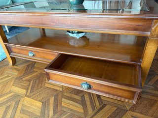Mesa de centro madera y cristal 110x55x45