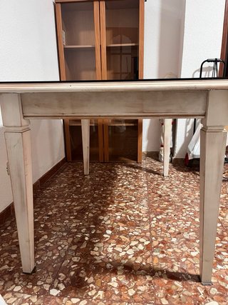 Mesa de comedor cristal y madera
